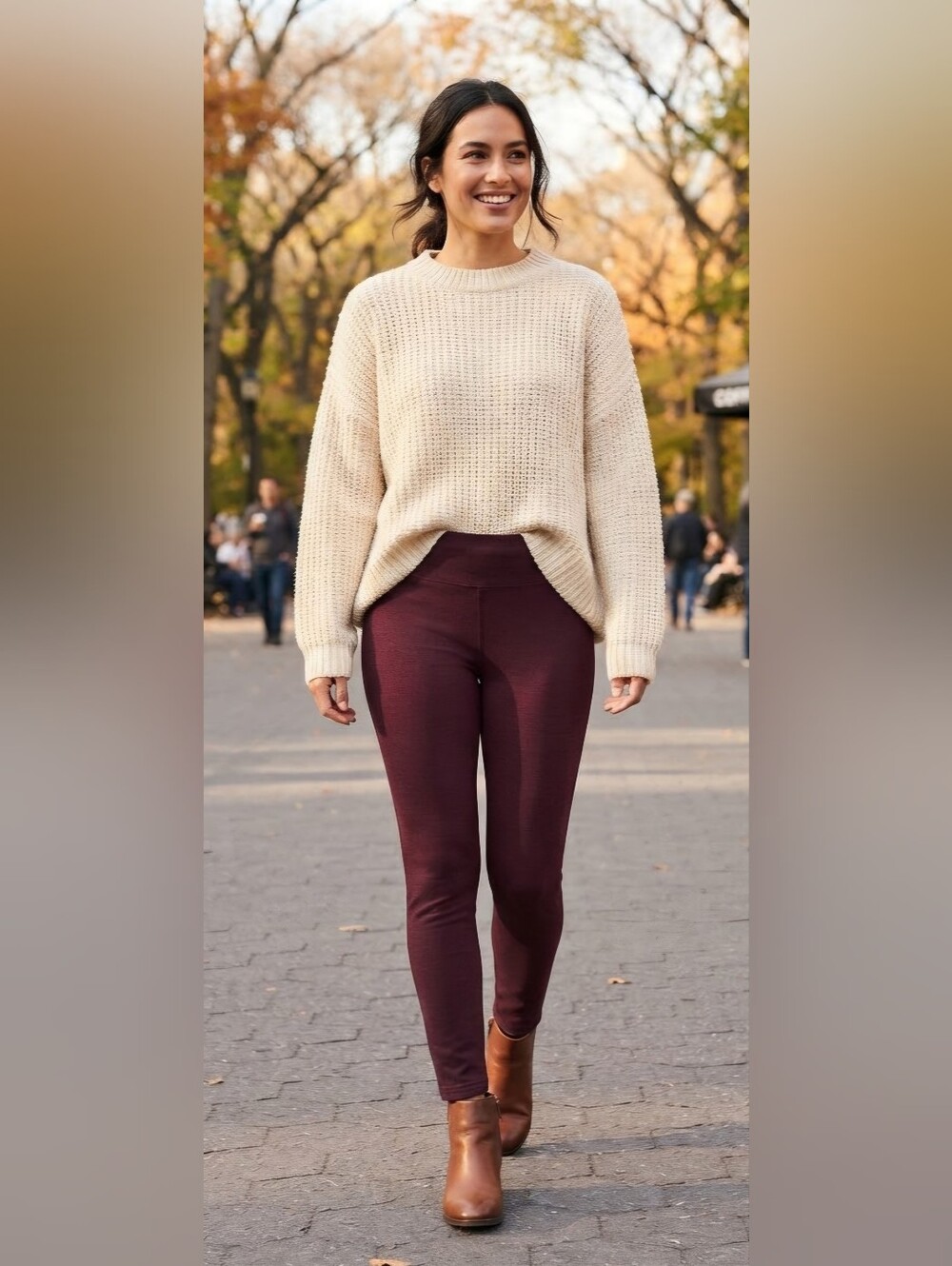 LOFT Outlet Petite PM Burgundy High Rise Ankle Leggings Stretch Elastic Waist